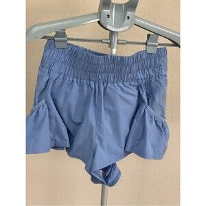 FP Movement by Free People Light Blue Ruffle Hem Athletic Shorts